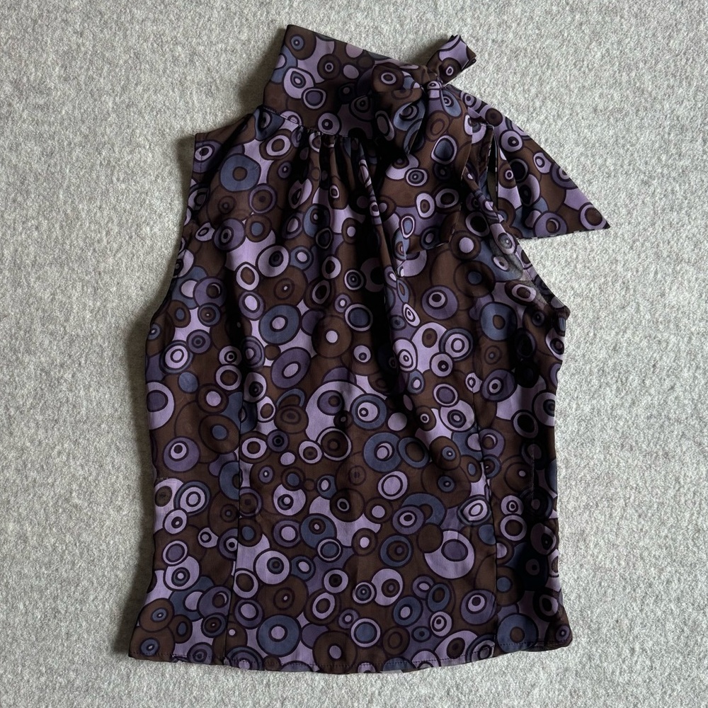 Unit asymmetrical purple blouse with bow tie on the side of the neck